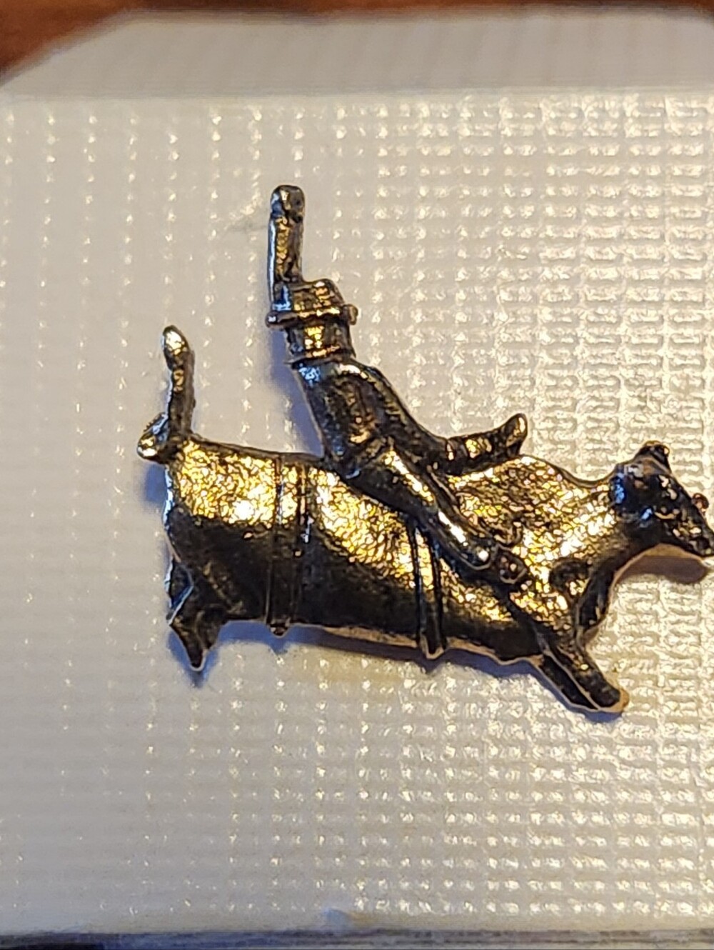 Cowboy Riding Bull Rodeo Vintage Lapel Pin